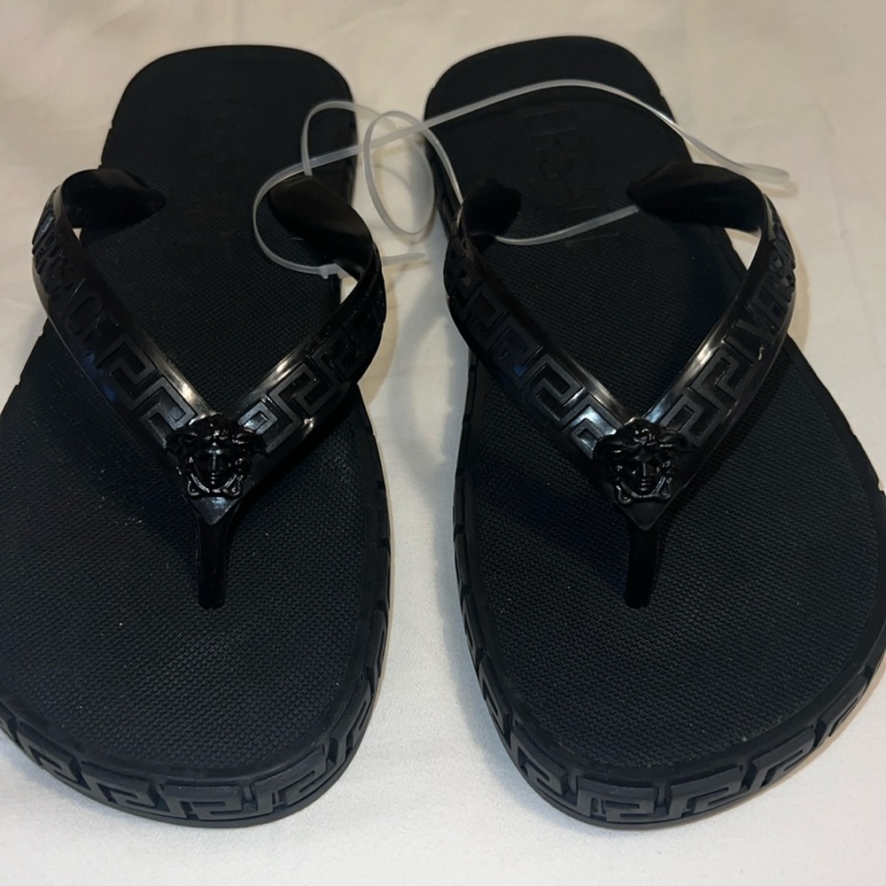 Versace Black Pool Flip Flop Sandals